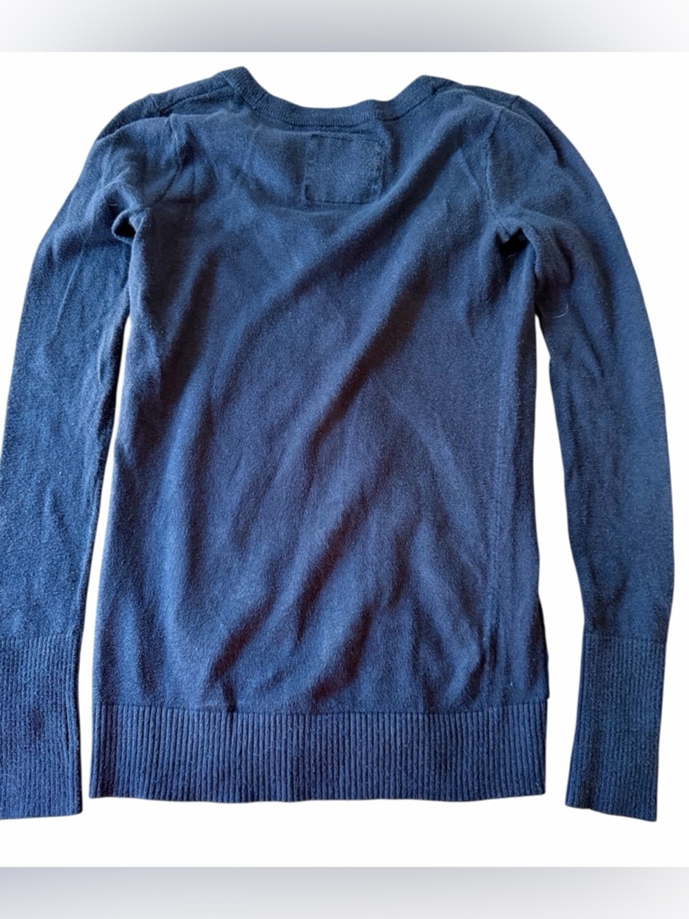 Abercrombie Kids Navy Cardigan Sweater Crest Patch Button Front Preppy Size L - Picture 2 of 7